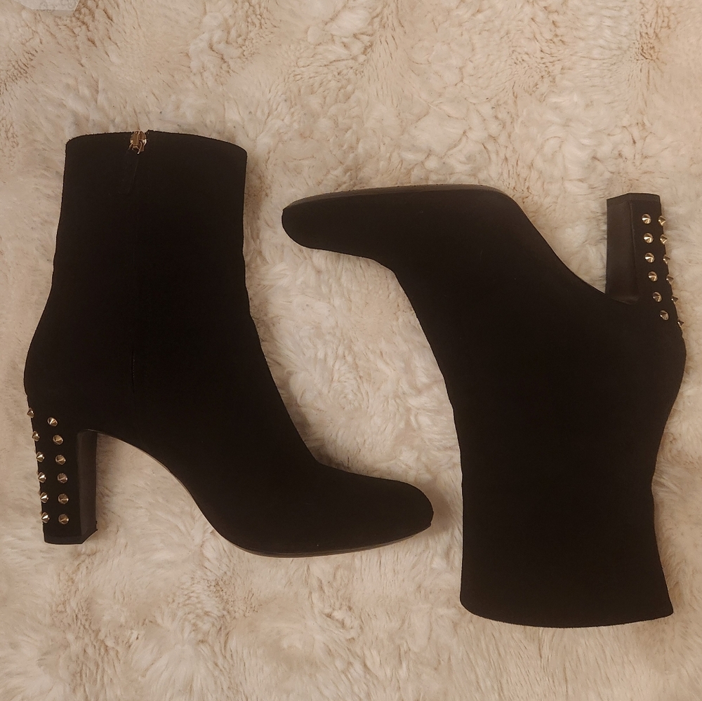 Authentic Gucci Melville Black Suede Studded Ankle Boots 39.5 EU 9.5US